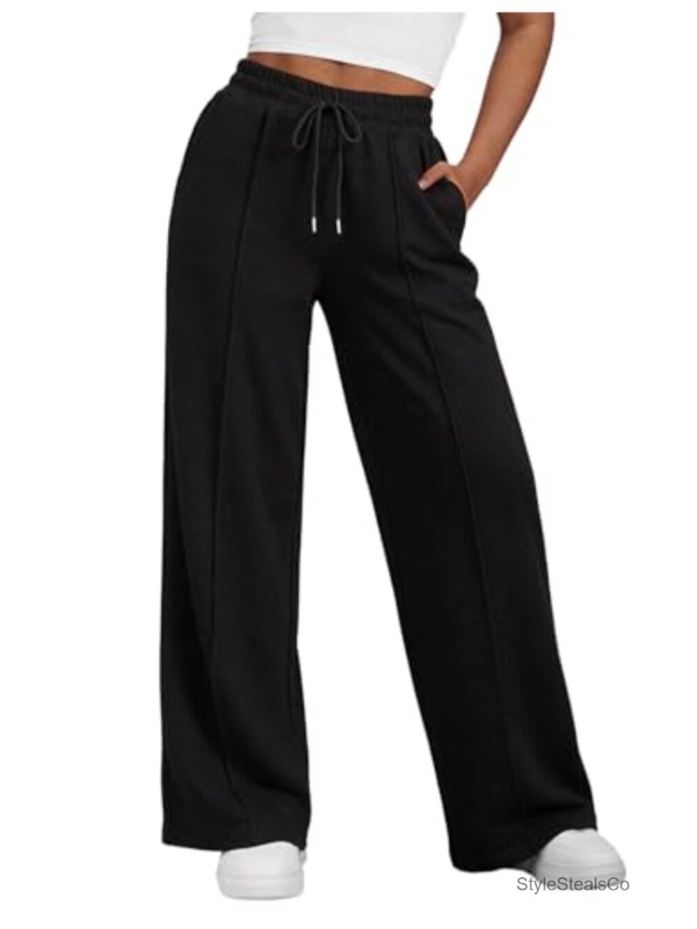 Women's Wide Leg Sweatpants Drawstring Elastic Waist Baggy Athletic Joggers